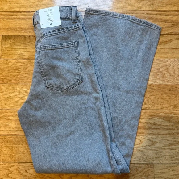 H&M WIDE LEG/HIGH WAIST LIGHT GREY JEANS Sz. 4 NWT - Picture 3 of 14